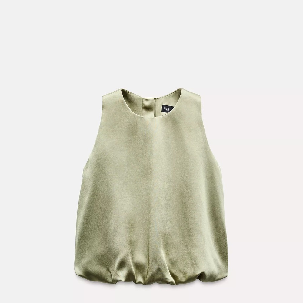 Zara Green Sleeveless Relaxed Blouse